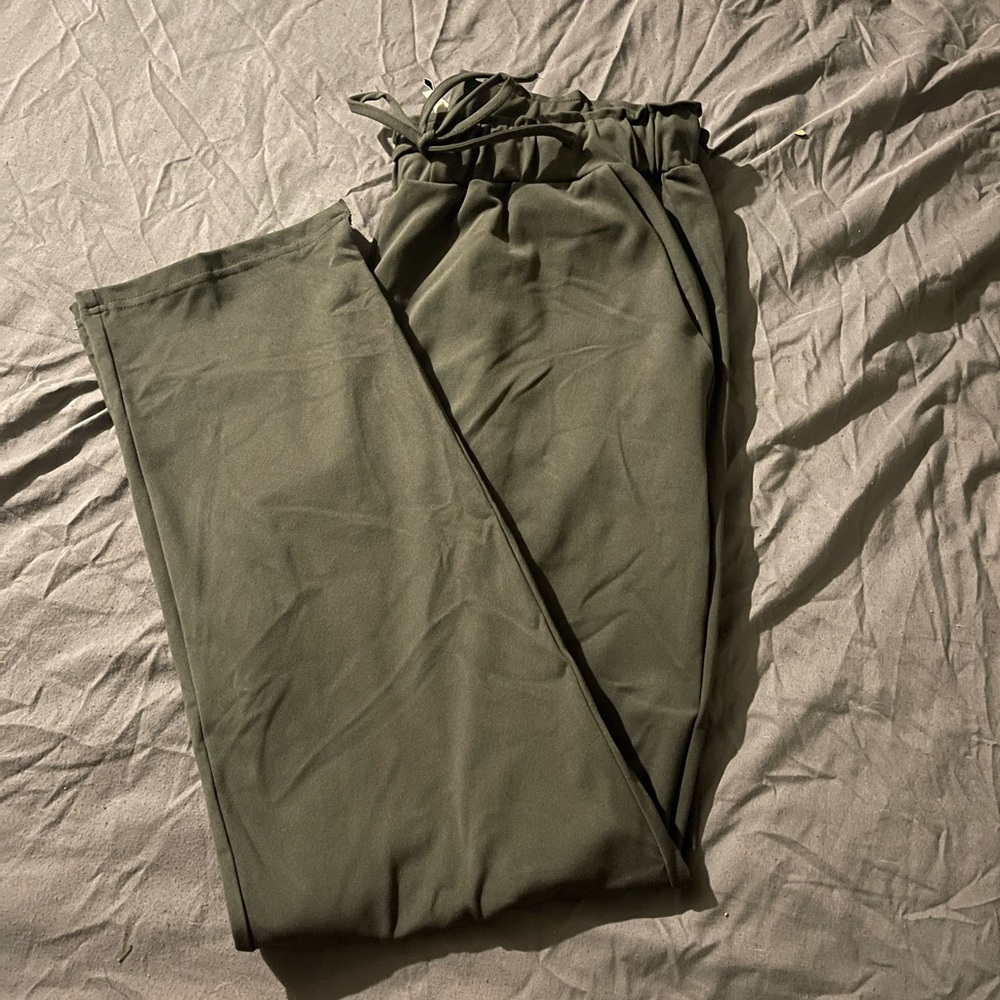 Jolie olive green suede dress pants